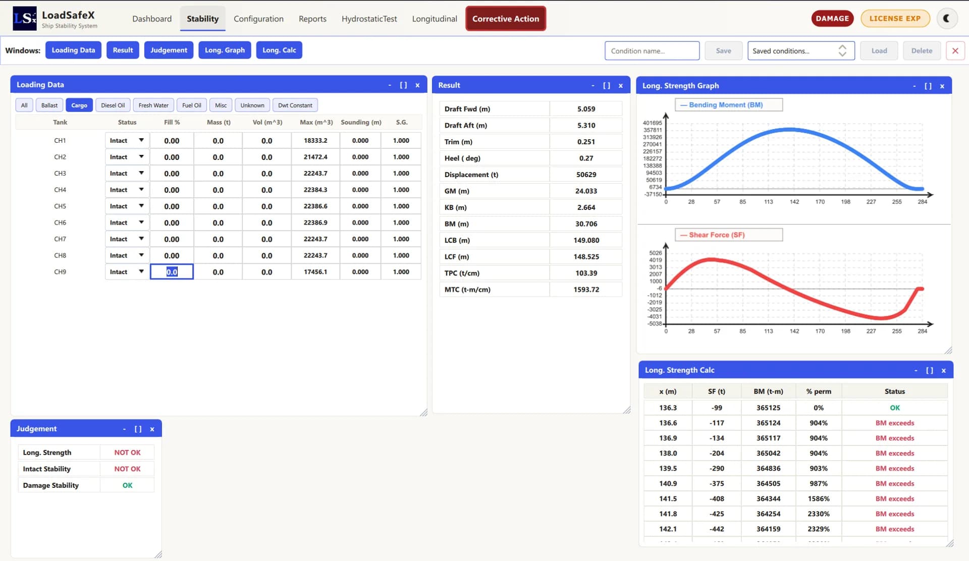 LoadSafeX loading condition windows with live results